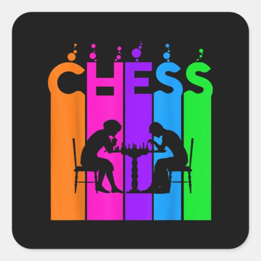 Chess Bubble Hobby en Sport Gift Idee Vierkante Sticker (Voorkant)