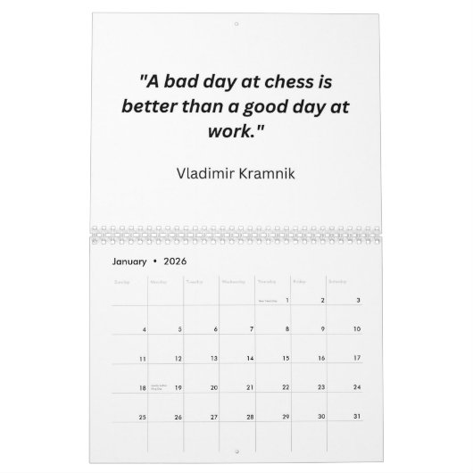 Chess Calendar 2025 - Chess Quotes Calendar Kalender (Jan 2026)
