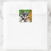 Chess Cats in het park Jigzaag Puzzle Vierkante Sticker (Tas)