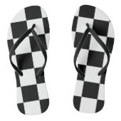 Chess ~ Checkerboard ~ Square Design Black & White Teenslippers (Voetbed)