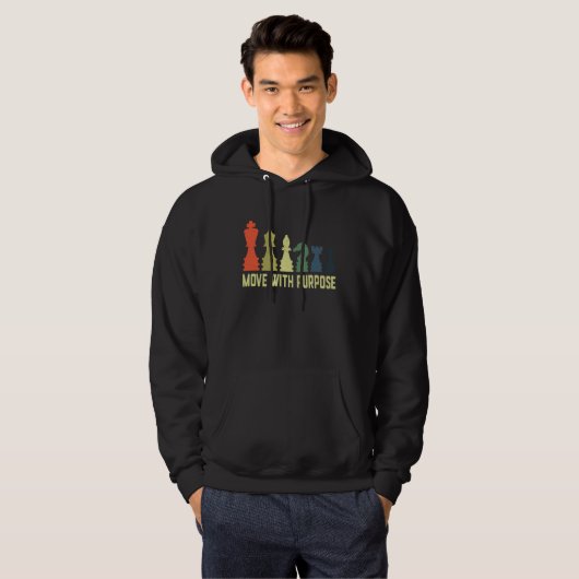 Chess , Chess , Move With Purpose, Chess Board Gam Hoodie (Voorkant volledig)