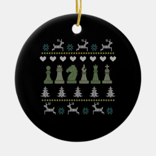 Chess - Chess Pineersels Ugly Kerstmis Keramisch Ornament (Voorkant)