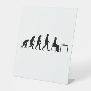 Chess - Chess Player Evolution Reclamebord Met Voetstuk