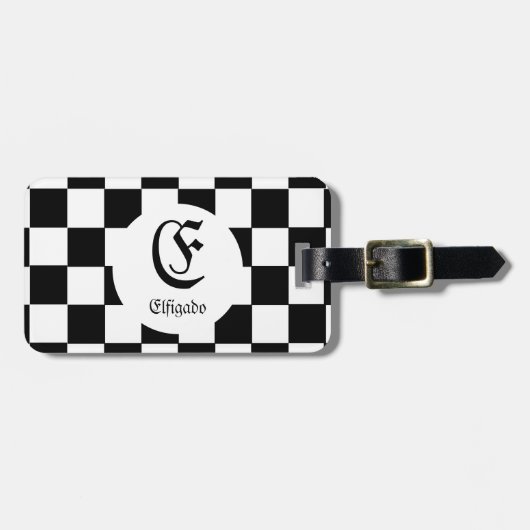 Chess Club Custom Name Initiaal Bagagelabel (Voorkant horizontaal)