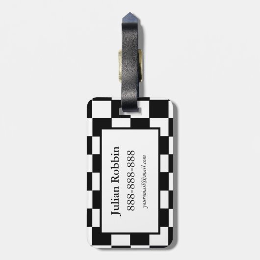 Chess Club Custom Name Initiaal Bagagelabel (Achterkant verticaal)