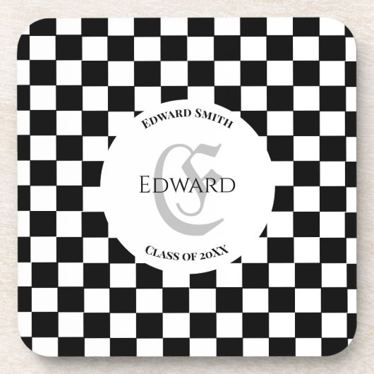 Chess Club Custom Name Initiaal Bier Onderzetter (Voorkant)