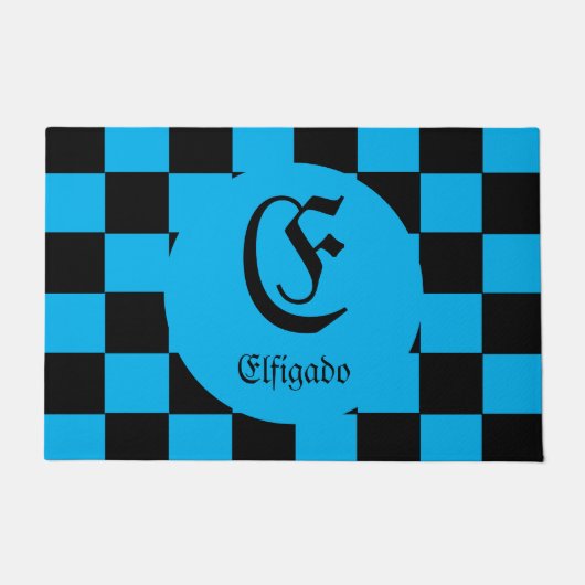 Chess Club Custom Name Initiaal Checkered Doormat Deurmat (Voorkant)