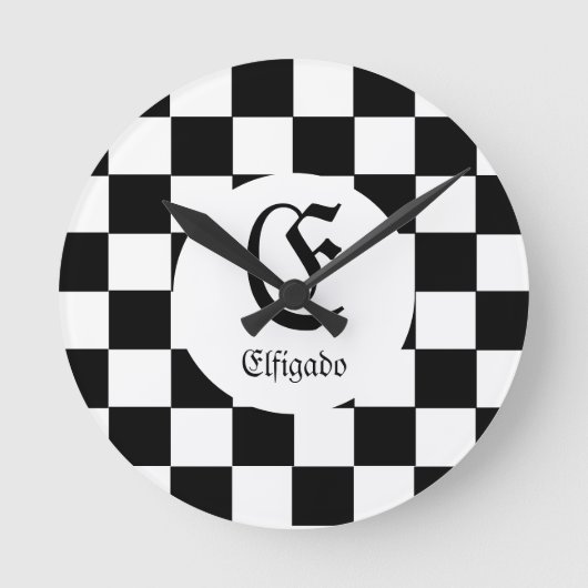 Chess Club Custom Name Initiaal Ronde Klok (Voorkant)