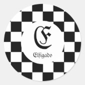 Chess Club Custom Name Initiaal Ronde Sticker (Voorkant)