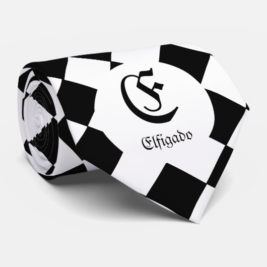 Chess Club Custom Name Initiaal Stropdas (Opgerold)