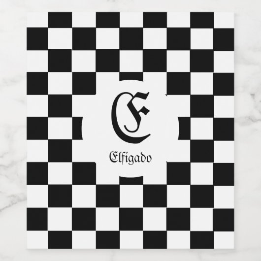 Chess Club Custom Name Initiaal Wijn Etiket (Enkel label)