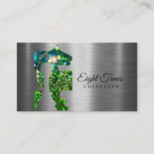 Chess Club King Metallic Silver Faux Visitekaartje