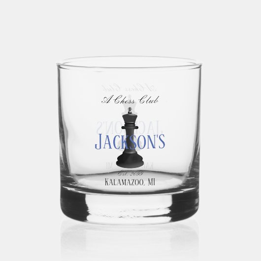 Chess Club w Classic King Tekening Drinkware Rocks Whisky Glas (Voorkant)