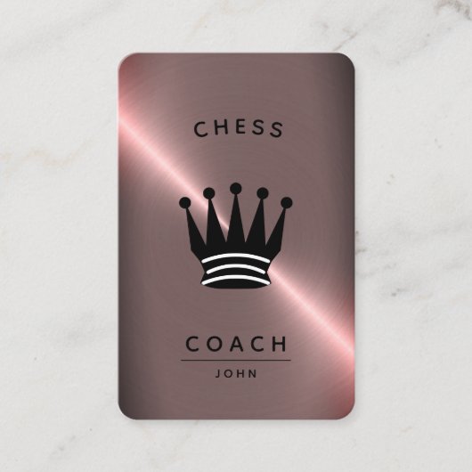 Chess Coach | Donkere Faux Roos Gold Visitekaartje (Voorkant)