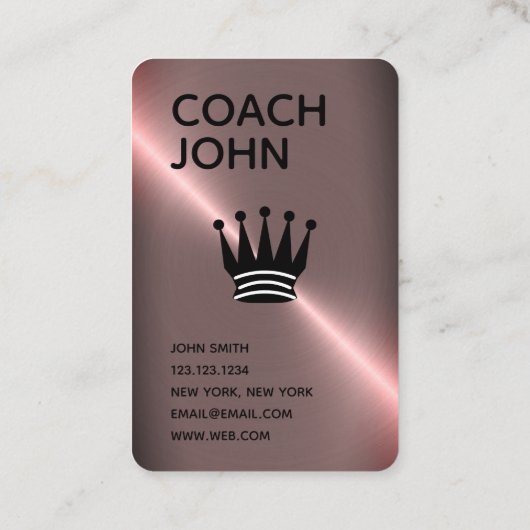 Chess Coach | Donkere Faux Roos Gold Visitekaartje (Achterkant)