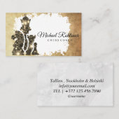Chess Coach King Metallic Gold Faux Visitekaartje (Voorkant / Achterkant)