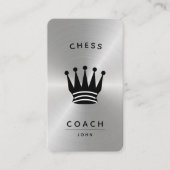 Chess Coach King Metallic Silver Faux Visitekaartje (Voorkant)