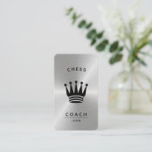 Chess Coach King Metallic Silver Faux Visitekaartje (Staand voorkant)