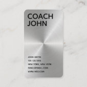 Chess Coach King Metallic Silver Faux Visitekaartje (Achterkant)