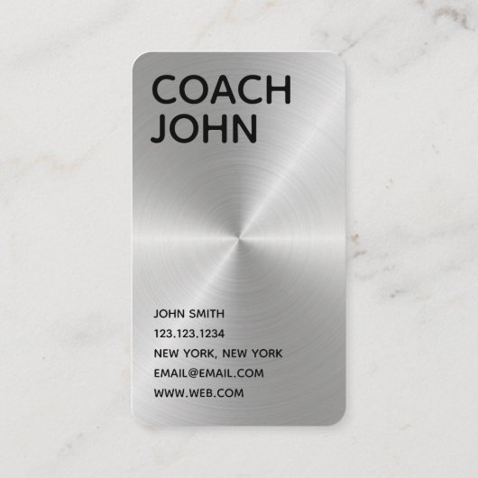 Chess Coach King Metallic Silver Faux Visitekaartje (Achterkant)