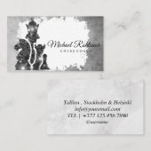 Chess Coach King Metallic Silver Faux Visitekaartje (Voorkant / Achterkant)