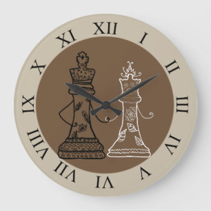 Chess Couple King & Queen Wall Clock Grote Klok