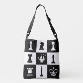 Chess Crossbody Canvas tas All-over printstrategie (Achterkant)