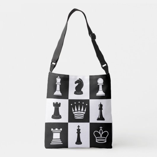 Chess Crossbody Canvas tas All-over printstrategie (Achterkant)