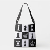 Chess Crossbody Canvas tas All-over printstrategie (Voorkant)