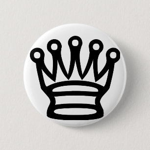 Chess Crown symbool zwart stuk Ronde Button 5,7 Cm