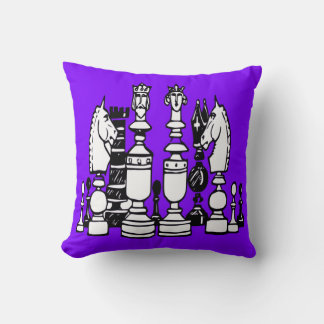 Chess decor pillow black white purple pillow kussen