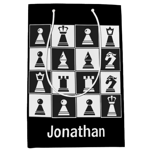 Chess Design Gift Bag Medium Cadeauzakje (Voorkant)