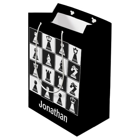 Chess Design Gift Bag Medium Cadeauzakje (Achterkant Gekanteld)