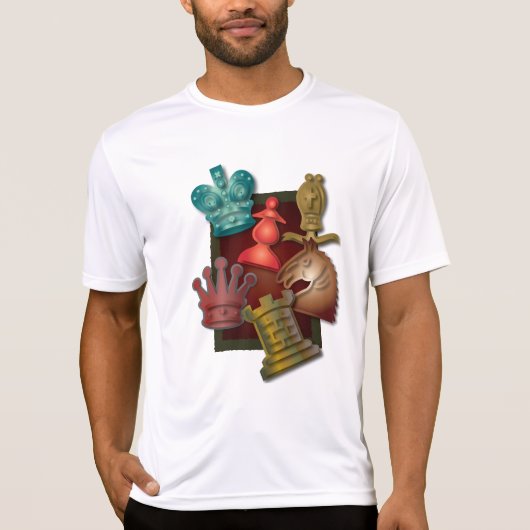 Chess Design King Queen Knight Bishop Pawn T-shirt (Voorkant)