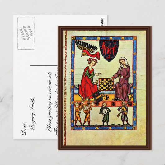 Chess, door Meister Der Manessischen Liederhandsch Briefkaart (Voorkant / Achterkant)