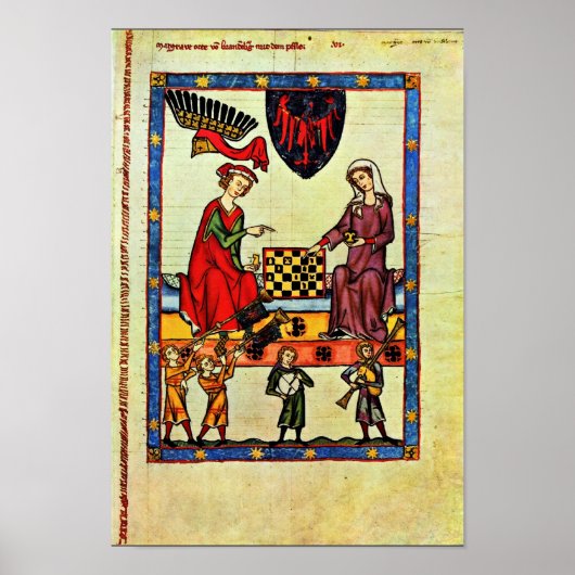Chess, door Meister Der Manessischen Liederhandsch Poster (Voorkant)