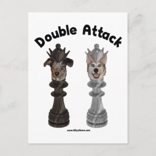 Chess Double Attack-honden Briefkaart