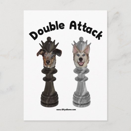 Chess Double Attack-honden Briefkaart (Voorkant)