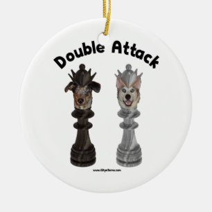 Chess Double Attack-honden Keramisch Ornament