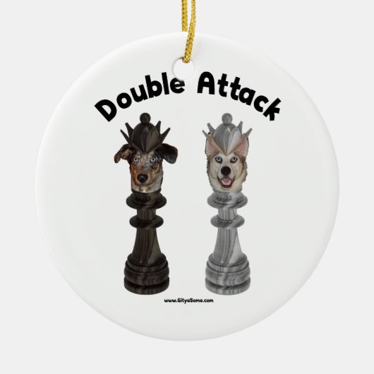 Chess Double Attack-honden Keramisch Ornament (Voorkant)
