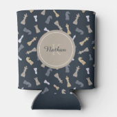 Chess Figures Masculine Monogram Initiaal Name Blu Blikjeskoeler (Achterkant)