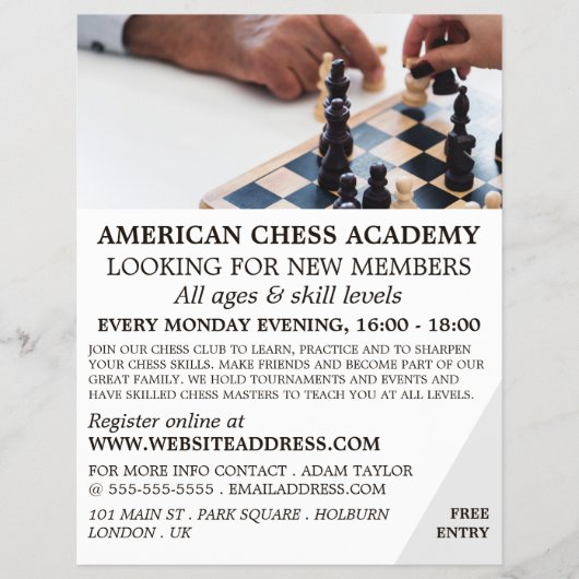 Chess Game, Chess Club Adverteren Flyer (Voorkant)