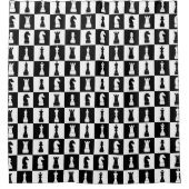 Chess Game Figtern Pattern Black and White Douchegordijn (Voorkant)