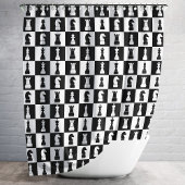 Chess Game Figtern Pattern Black and White Douchegordijn