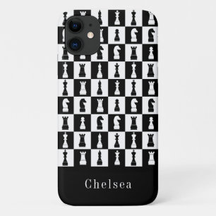 Chess Game Figtern Pattern Black & White Name Case-Mate iPhone Case