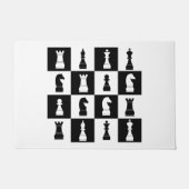 Chess Game Figures Black and White Pattern Deurmat (Voorkant)