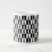 Chess Game Figures Black and White Pattern Grote Koffiekop (Voorkant)