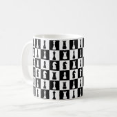 Chess Game Figures Black and White Pattern Koffiemok (Voorkant links)