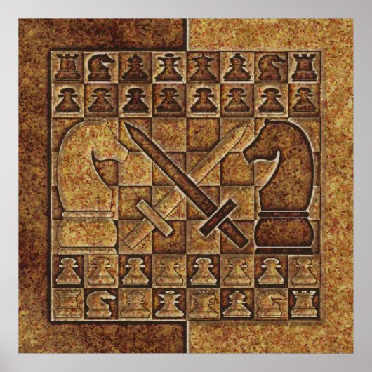 CHESS GAME IN STONE POSTER (Voorkant)