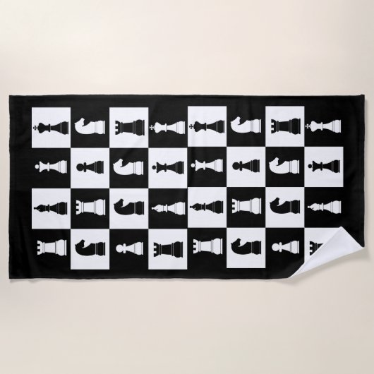 Chess Game is zwart en wit patroon Strandlaken (Voorkant)